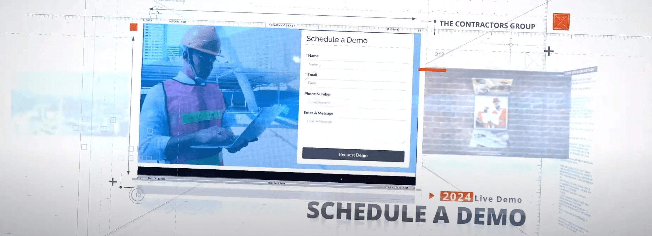 Worker scheduling a demo on a tablet