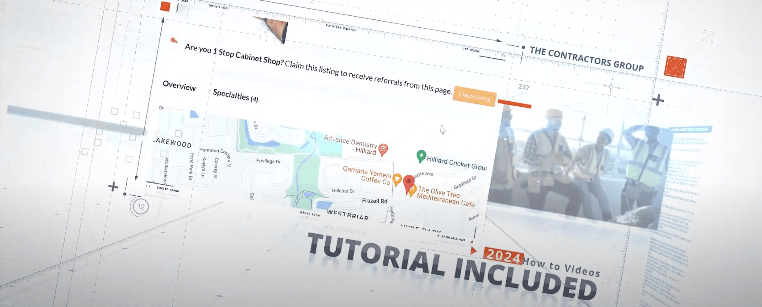 Software interface showing map and listings
