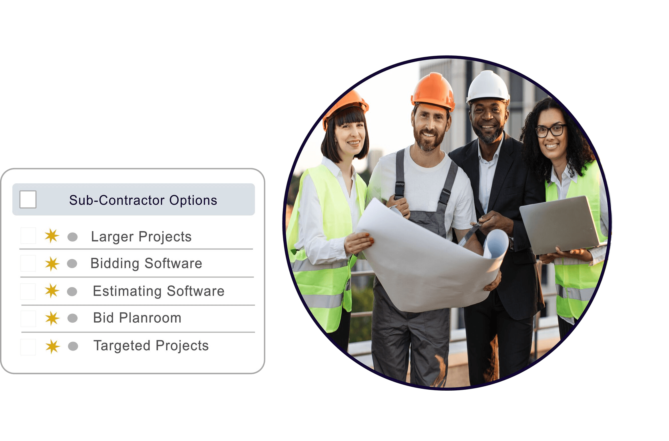 Team working with contractors