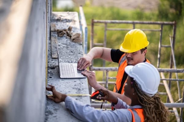 Workers choosing a hard hat